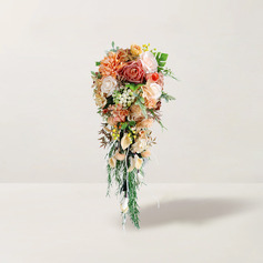Artificial Wedding Flowers Cascade Silk Cloth Roses Bridal Bouquets 