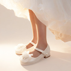 Mädchen Blumenmädchen Schuhe Hochzeit Blume Perlen Kunstleder Runde Schuhspitze Niedriger Absatz Schuhe 