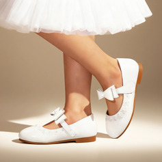 Girl's Flower Girl Shoes Wedding Party Bowknot Flower Pearl Patent Leather Round Toe Flat Heel Shoes 