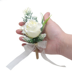 1 PC Artificial Wedding Flowers Silk Cloth Roses Boutonniere 