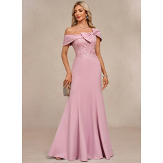 Robe maxi à une épaule avec fleurs en crêpe stretch