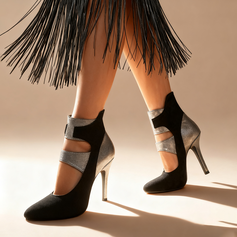 Женский Танцевальные сапоги Высокий каблук замша Искусственная кожа на открытом воздухе Цветной блок Обувь для танцев 