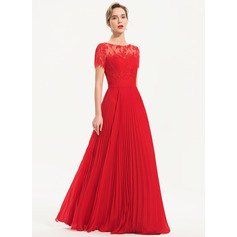 Kleid Maxi mit Plissee aus Chiffon