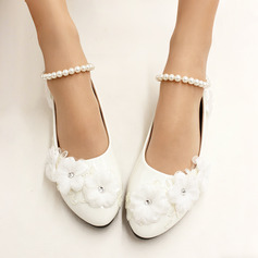 Dla kobiet Obuwie Ślubne Koronka Płaski Obcas Okrągły palec u nogi Mieszkania ślubne Zabytkowe Kwiaty Ślub obuwie