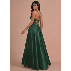 Spaghetti Straps Sequins Satin Dress
