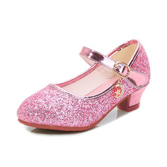 Girl's Flower Girl Shoes Wedding Glitter Round Toe Low Heel Shoes