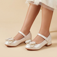 Bambina scarpe flower girl all'aperto similpelle punta tonda tacco spesso scarpe