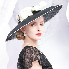 Women's Wide Brim Flower Sinamay Kentucky Derby Hatinators With Headband