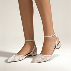 Dla kobiet Obuwie Ślubne Koronka Płaski Obcas Point Toe Mieszkania ślubne Elegancki Ślub obuwie