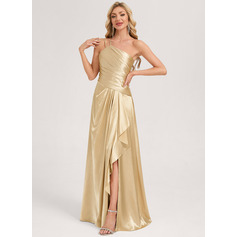 Jurk a-lijn-jurk van stretch satijn met one-shoulder ruched