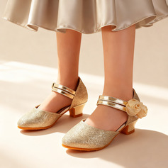 Girl's Princess Shoes Party Flower Glitter Round Toe Low Heel Shoes 