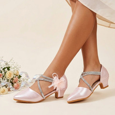 Bambina scarpe flower girl cosplay fiori similpelle punta a punta tacco spesso scarpe