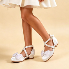 Girl's Flower Girl Shoes Wedding Bowknot Satin Round Toe Low Heel Shoes