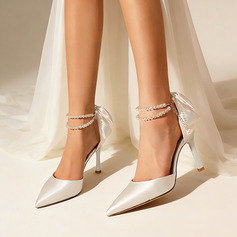 Dla kobiet Obuwie Ślubne Satyna Wysoki obcas Point Toe Obcasy ślubne Elegancki Kokardka Ślub obuwie