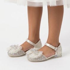 Bambina scarpe flower girl all'aperto strass similpelle punta tonda tacco basso scarpe