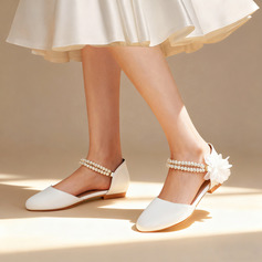 Mädchen Blumenmädchen Schuhe Hochzeit Schleife Perlen Spitze Kunstleder Runde Schuhspitze Flach Schuhe 