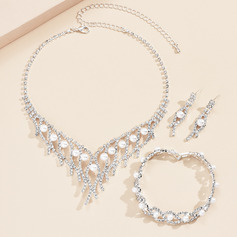 Elegant Rhinestone Pearl Wedding Evening Necklace Earrings Bracelet Jewelry Sets (Set of 3) (011289385)