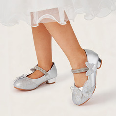 Flicka Prinsesskor Wedding Strass fuskläder Rund tå Låg Klack skor