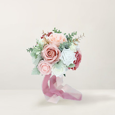 Artificiell Brudbuketter Bukett Form Silke Skum Rosorna Brud Buketter 