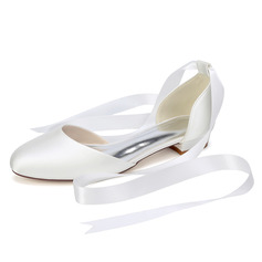 Женский Свадебная обувь Плоский каблук Закрытый носок Свадебные квартиры Обувь подружки невесты Галстук ленты просто свадьба обувь 