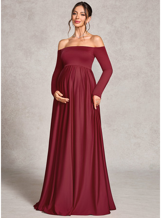 A-linjeklänning Off-shoulder Golvlång Jersey Gravidklänningar 