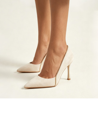Femmes chaussures de mariage suède talon haut bout pointu escarpins de mariée simple bureau chaussures