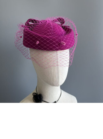 Mujer estilo clásico invierno lazo velo madera ocasiones especiales sombreros pastillero con clip cordón elástico 