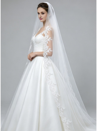 Lace Edge Single Tier Bridal Cathedral Length 118" Wedding Veils