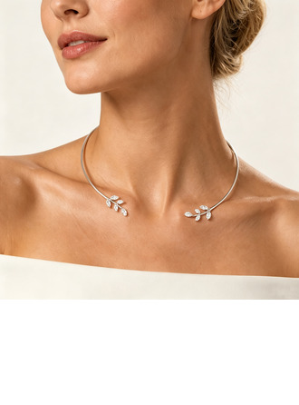 Élégante feuille strass collier de collier mariage bijoux elle
