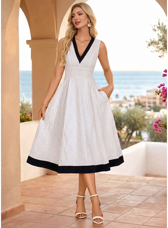 Preto e branco midi vestido