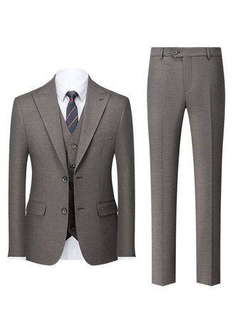 Solid Color 3 Piece Single Breasted Men's Wedding Suit 