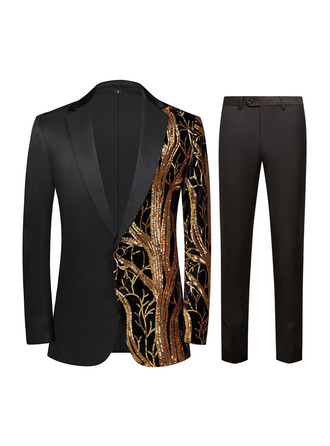 Sequin 2 Piece Single Breasted Classic Fit Men's Prom Tuxedo Suit 
