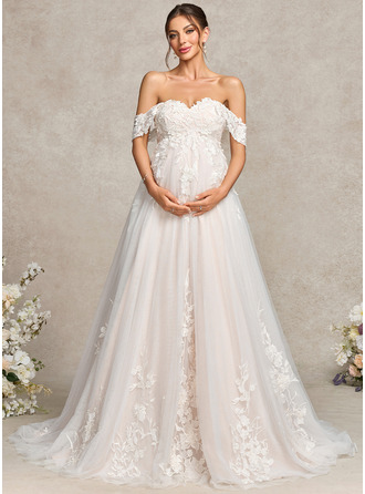 Balklänning/Prinsessa Off-shoulder Court släp Tyll Spets Gravidklänningar 