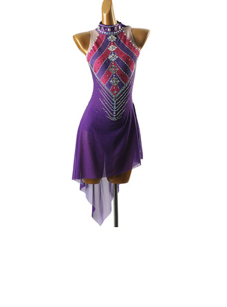 Women's Figure Skating Dresses Rhinestone Sleeveless Competition Dress