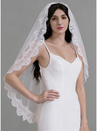 Blonder Skjær Kant Enkeltlag Brud Mantilla Lengde på fingertuppene 100 cm Brudeslør 