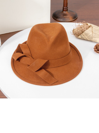 Krempe umklappen Winter Twist-Bogen Wollen Hochzeit Fedorahut 