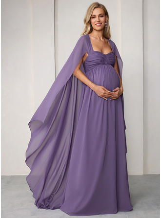 Kleid für Schwangere Maxi mit Plissee aus Chiffon