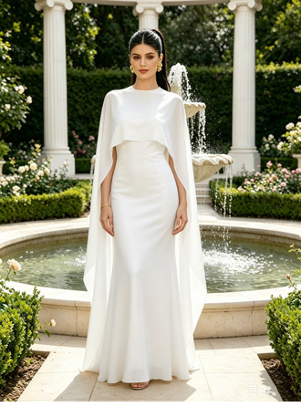 Chiffon Long Asymmetrical Cape Top Wedding Guest Wraps