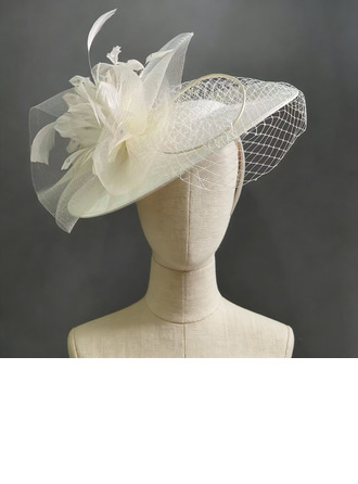 Mujer estilo clásico plumas sinamay el derby de kentucky hatinadores con diadema