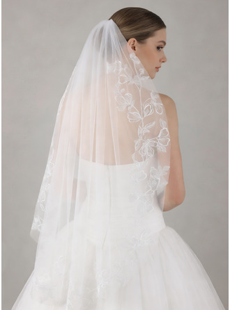 Blonder Skjær Kant Enkeltlag Brud Mantilla Lengde på fingertuppene 100 cm Brudeslør 