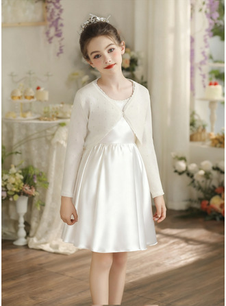 Baumwolle Lange Ärmel Blumenmädchen Strickjacke Bolero & Stola 