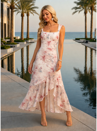Estampa floral elastano midi vestido