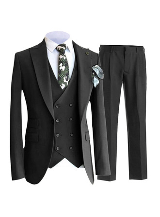 Solid Color 3 Piece Single Breasted Men's Wedding Suit 