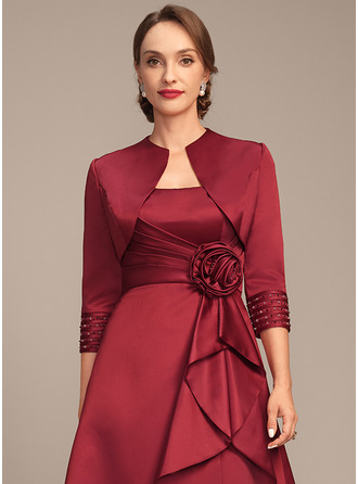 Satin 1/2 Sleeves 3/4 Sleeve Formal Mother's Wrap Bolero With Beading 