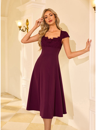 3D Floral Lace Midi Dress