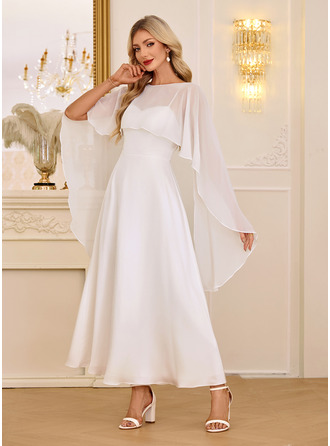 Manga capa chiffon maxi vestido