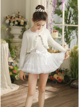 Baumwolle Lange Ärmel Blumenmädchen Strickjacke Bolero & Stola 