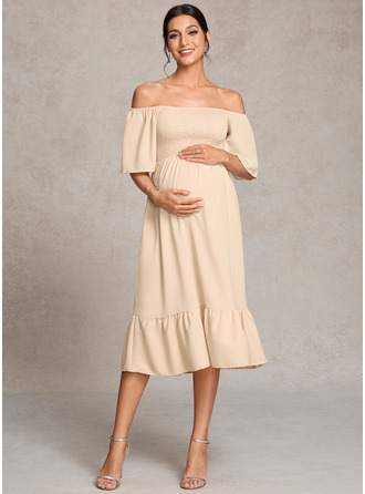 Kjole med A-linje Off-shoulder Square Te-længde Graviditetskjoler 