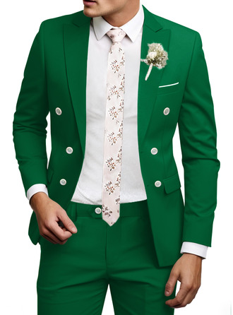 Solid Color 2 Piece Double Breasted Men's Wedding Suit 