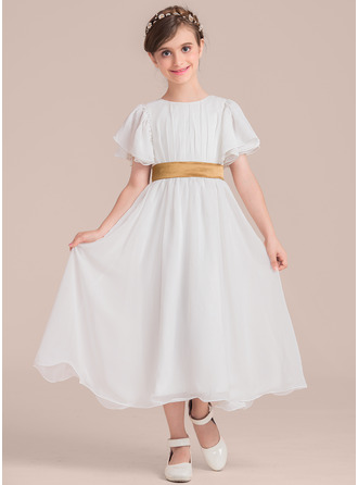 a line princess tea length flower girl dress